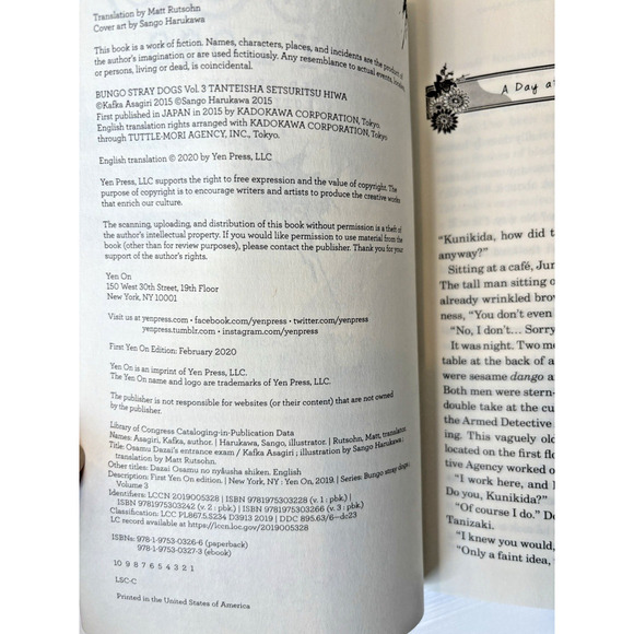 Vol 3 Bungo Stray Dogs (Light Novel) English Version Manga Anime - Picture 3 of 3